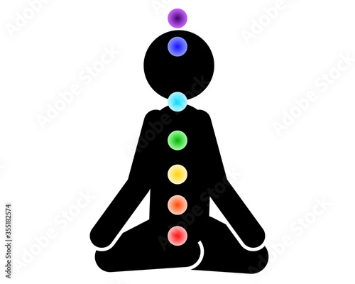Piktogramm meditieren und die 7 Chakras