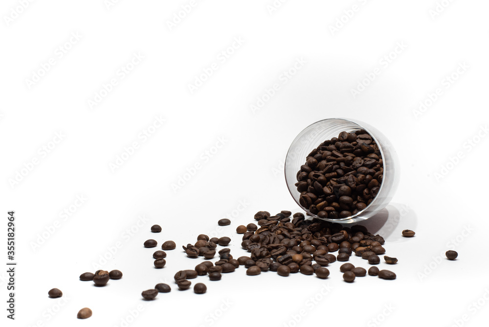coffee beans in a cup on a white background coffee beans in a cup on a white background