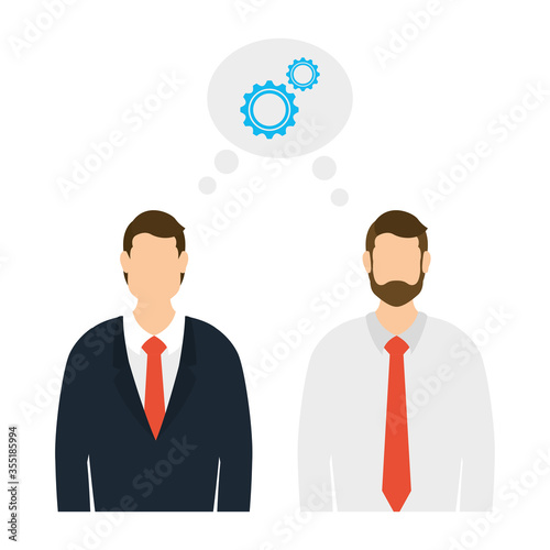 Corporate businessmen and gears vector design
