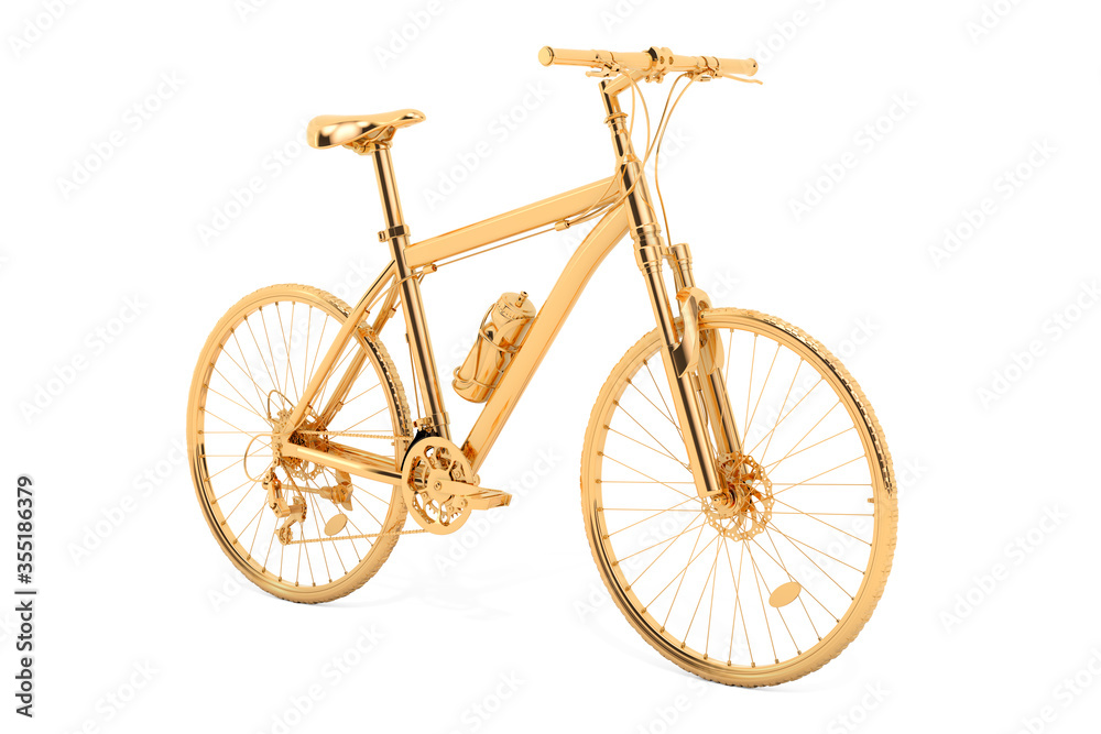 Fototapeta premium Golden Bike. 3d Rendering, 3D rendering