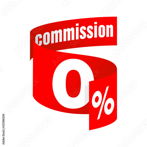 0 - zero percents commission sticker for credit company special offers - vector isolated element