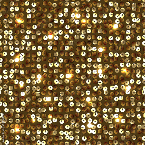 Seamless equined golden texture of fabric with palliettes - vector eps10 illustration
