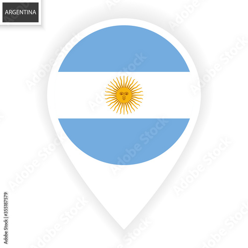 Argentina map marker icon with shadow on white background. Argentina map pin vector icon (Marker icon) isolated on white background