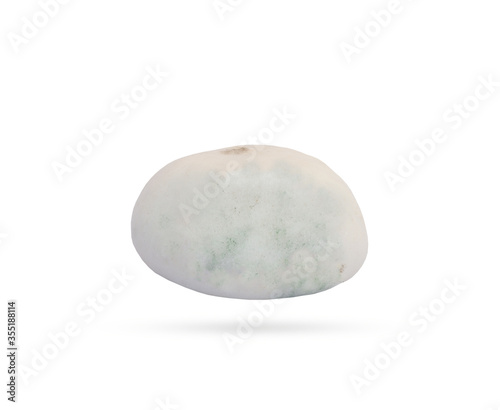 steamed stuff bun have fungus on white with clipping path 