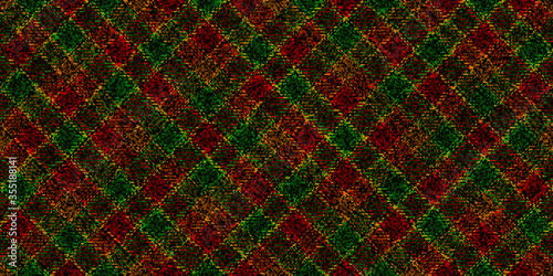 ragged old green red yellow Scottish tartan traditional clan ornament repeatable pattern, textile texture from plaid, tablecloths, shirts, clothes, dresses, bedding. editable vector illustration