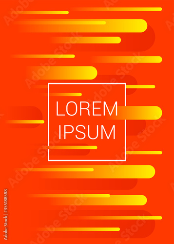 Abstract futuristic vector template - modern orange background with rounded elements and sample text - for layout, cover, brochure, banner, landing