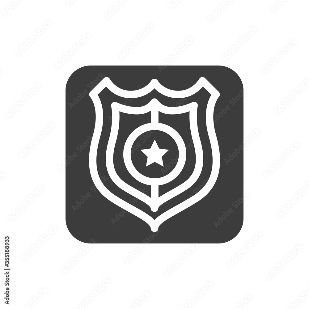 Police black glyph icon. Officer badge. Public navigation. Pictogram for web page, mobile app, promo. UI UX GUI design element. Editable stroke