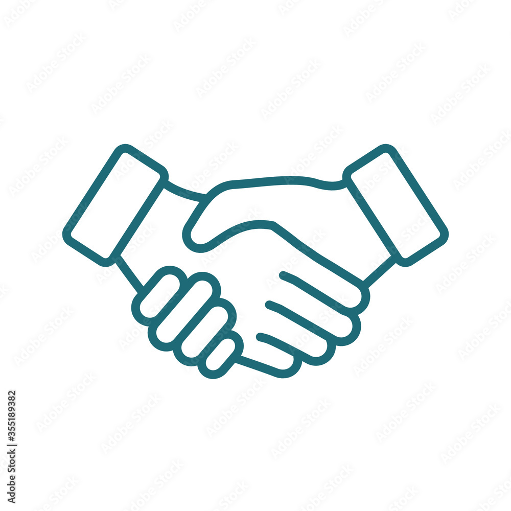 Business handshake / contract agreement line art vector icon for apps and websites Business handshake / contract agreement line art vector icon for apps and websites