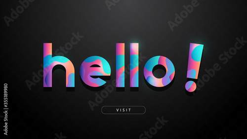 hello word with liquid font modern gradient, dark background