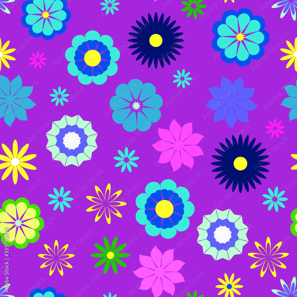 Vector flower seamless on violet background