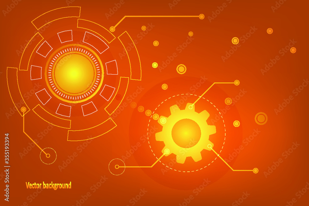 Technology abstract background , orange color theme