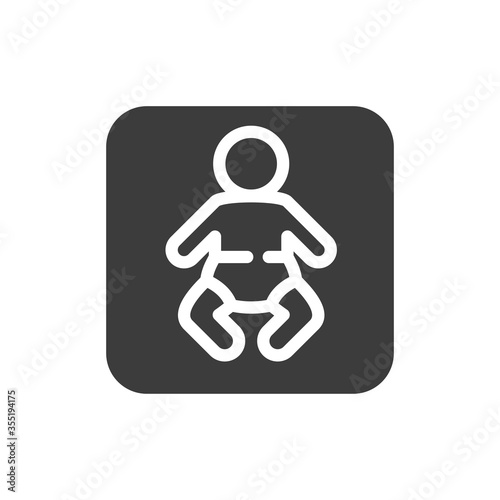 Baby black glyph icon. Changing diapers sign. Public navigation. Pictogram for web page, mobile app, promo. UI UX GUI design element. Editable stroke
