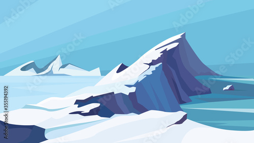 Beautiful arctic landscape. Ice nature scenery.