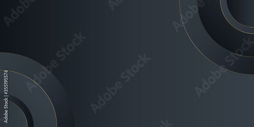 Luxury black circle background with golden lines. Modern vector illustration. Vector illustration design for presentation, banner, cover, web, flyer, card, poster, wallpaper, texture, slide, magazine,