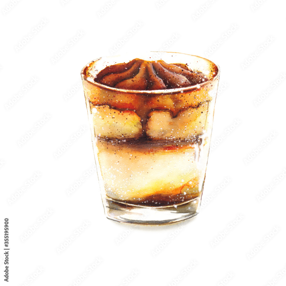 Watercolor tiramisu dessert Watercolor tiramisu dessert