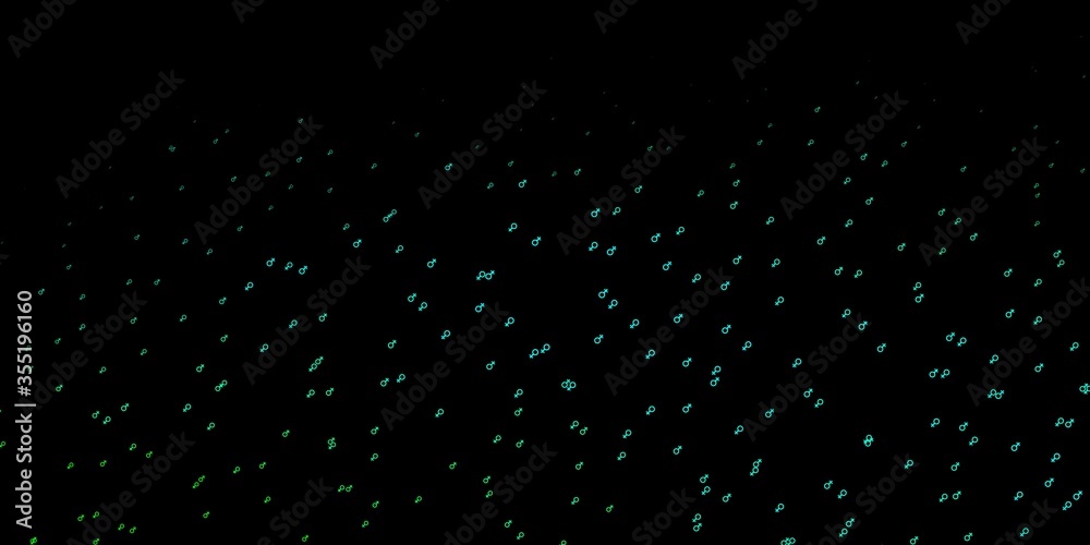 Dark Green vector background with woman symbols.