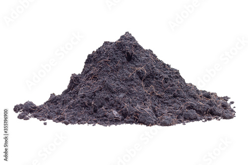 Pile of soil for growing plants isolated on white background included clipping path.