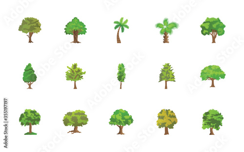 Trees Flat Vector Icons Pack photo
