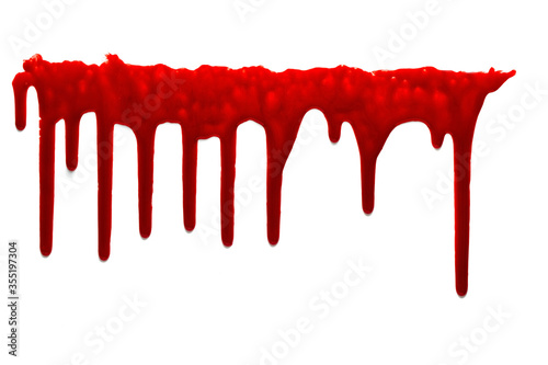 Fotografija Flowing red blood. Dripping blood isolated on white background.