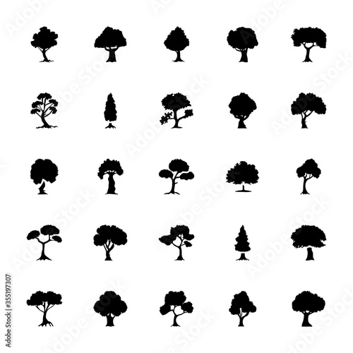 Trees Solid Vector Icons Set photo