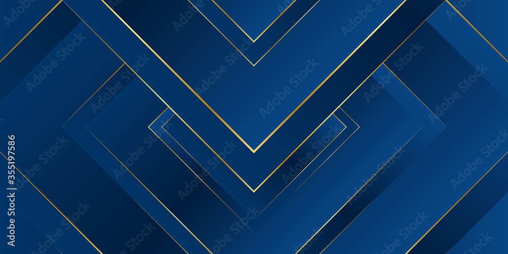Fototapeta Dark blue arrow dynamic abstract vector background with diagonal lines. Trendy classic color of 2020. 3d cover of business presentation banner for sale event night party. Fast moving soft shadow dots