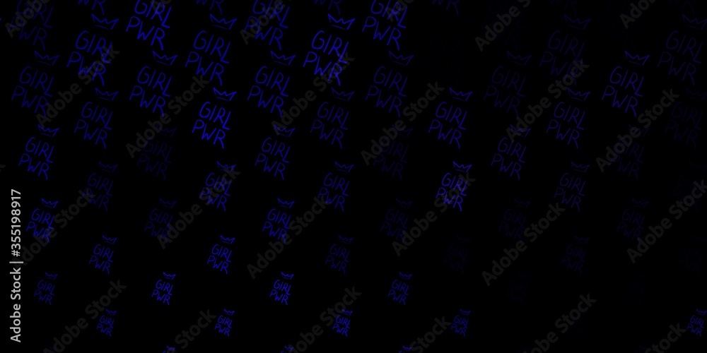 Dark Purple, Pink vector backdrop with woman's power symbols.