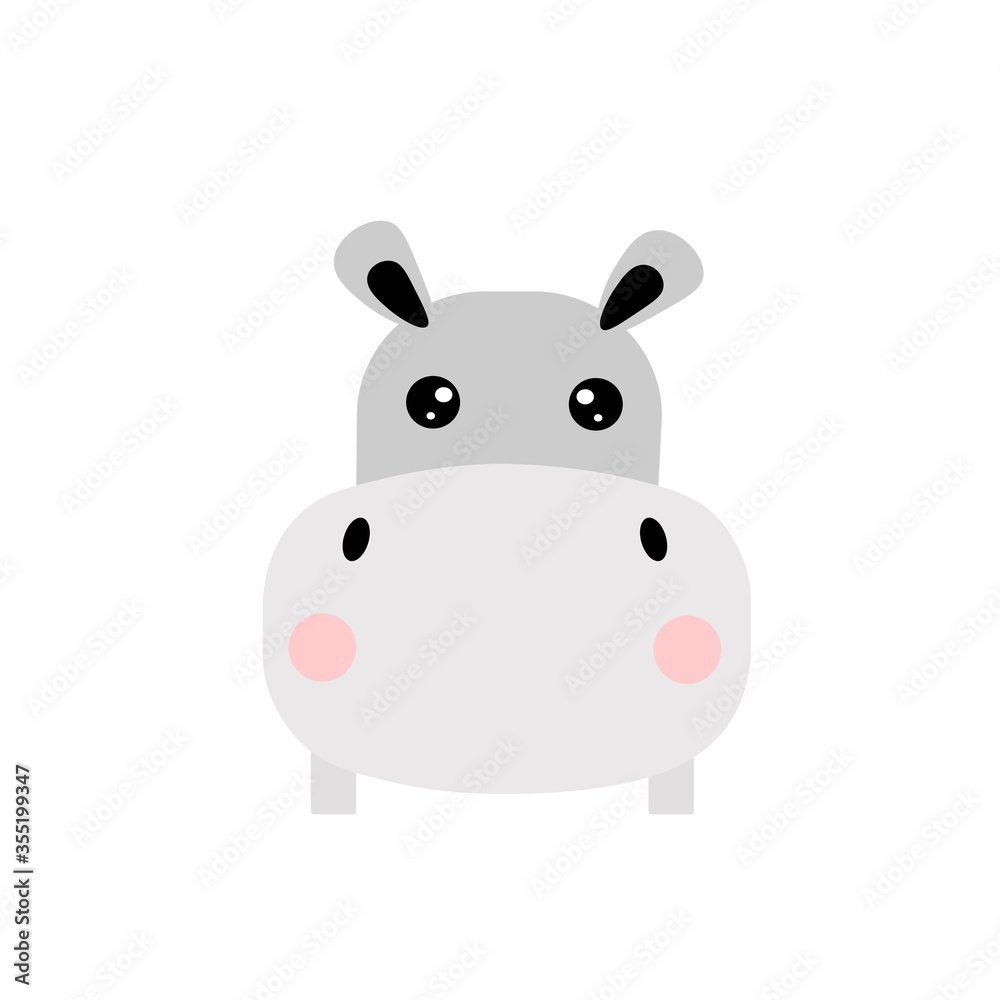 Naklejka premium cute Hippopotamus on white background vector, illustration