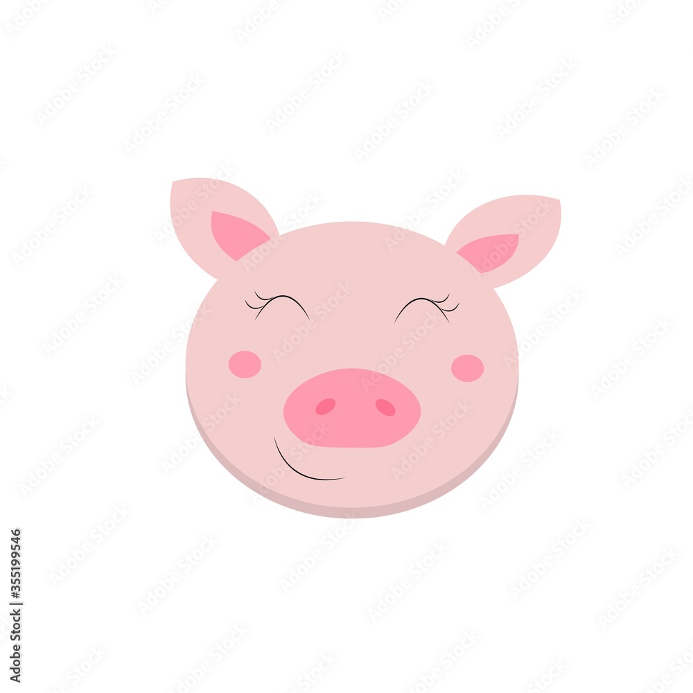 cute pig on white background vector, illustration cute pig on white background vector, illustration