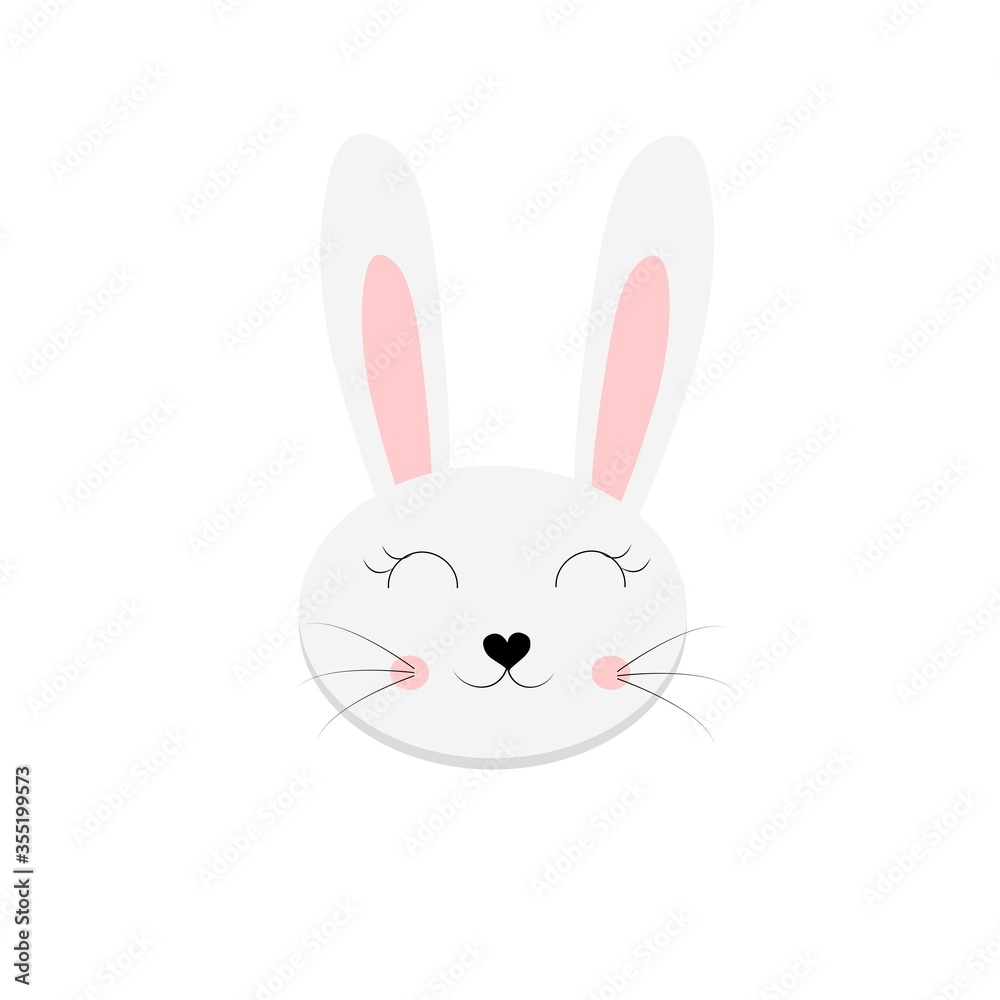 cute white rabbit on white background vector, illustration cute white rabbit on white background vector, illustration
