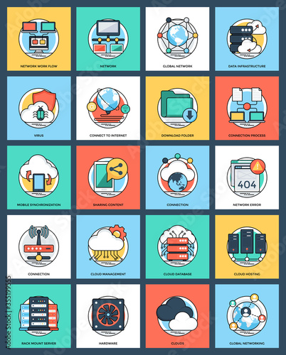 Flat Icon of Internet And Networking