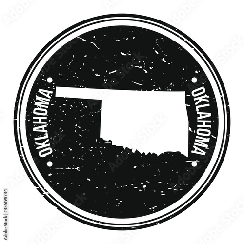 Oklahoma Map Symbol Round Design Stamp Travel and Business photo