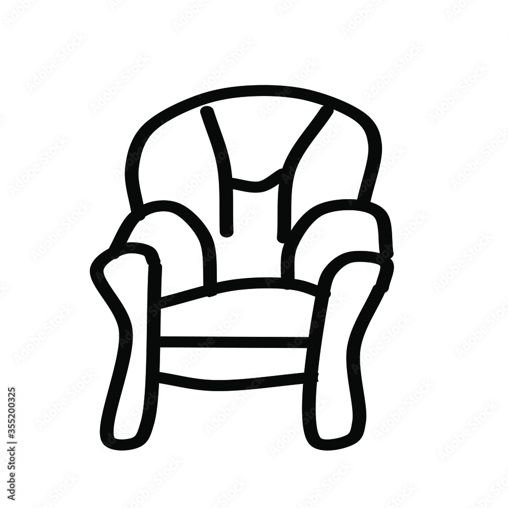 Single antique armchair isolated on white background. Vector collection of antique furniture in Doodle style Single antique armchair isolated on white background. Vector collection of antique furniture in Doodle style
