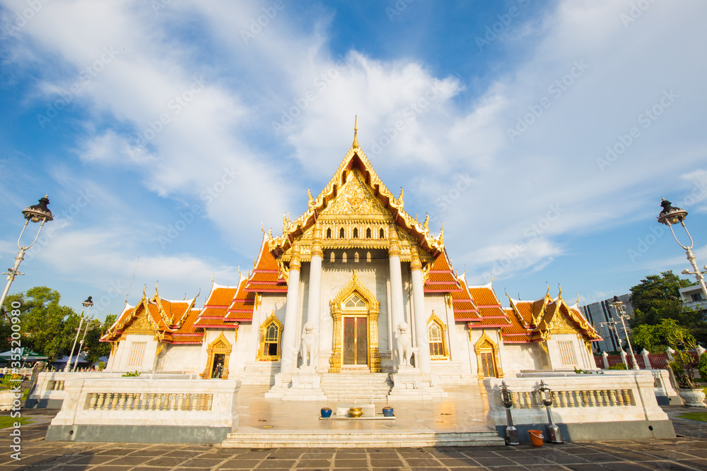 Beautiful Thai MArble Buddhist Temple Wat Benjamaborphit, temple in Bangkok