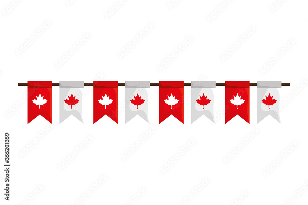 Canadian banner pennant of happy canada day vector design