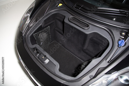 Open front boot space of sports car