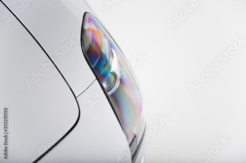 Close up of sports car headlight