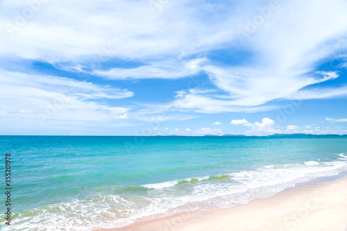 Turquoise ocean beautiful beach with white sand  Summer tropical sea beach in sunny day