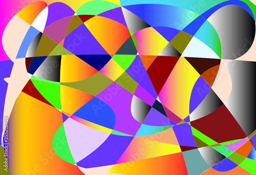Modern art work with color variations. Irregular shapes with nonstop lines.