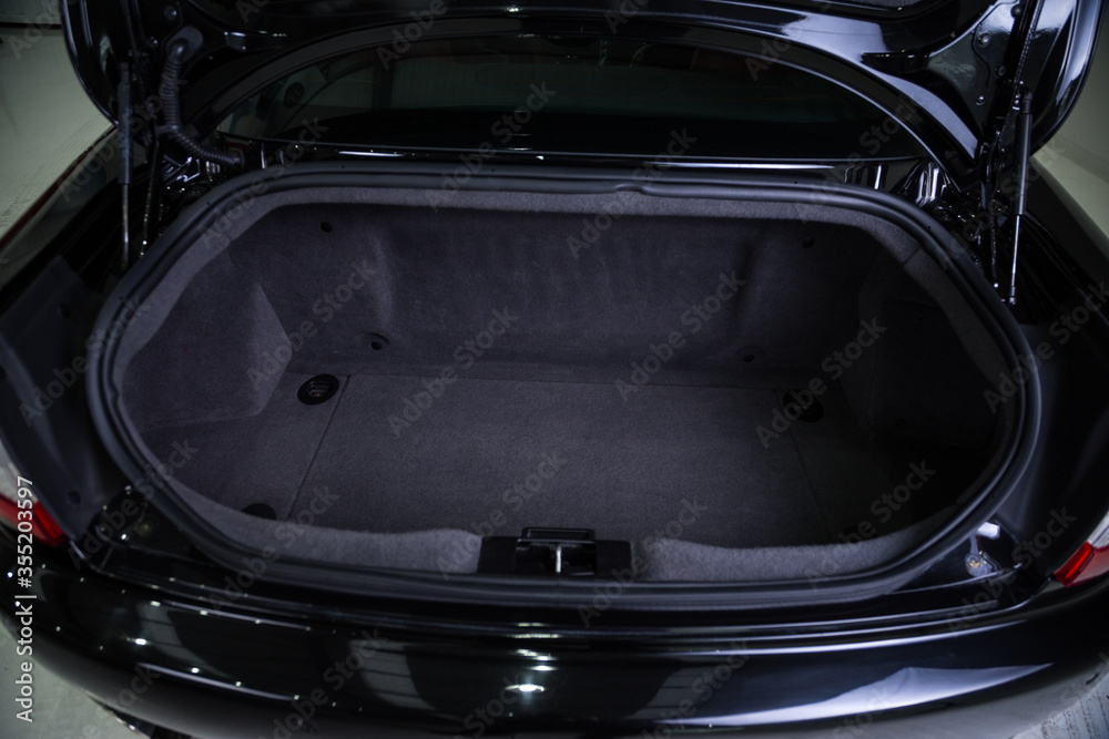 Open rear boot space of sports car