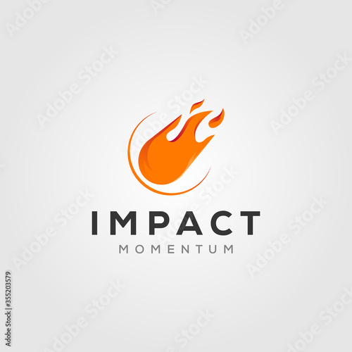 comet impact meteor logo vector icon illustration design