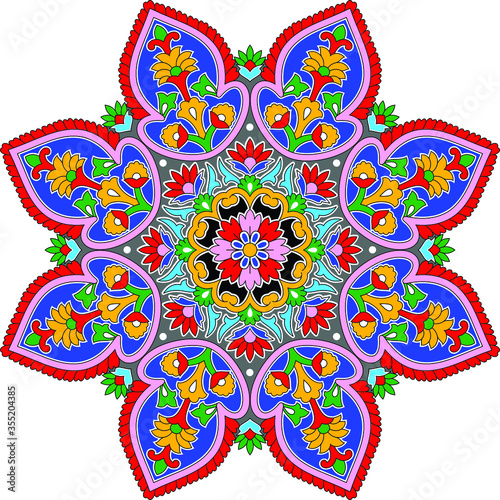 colorful vector outline seamless polish folk round 