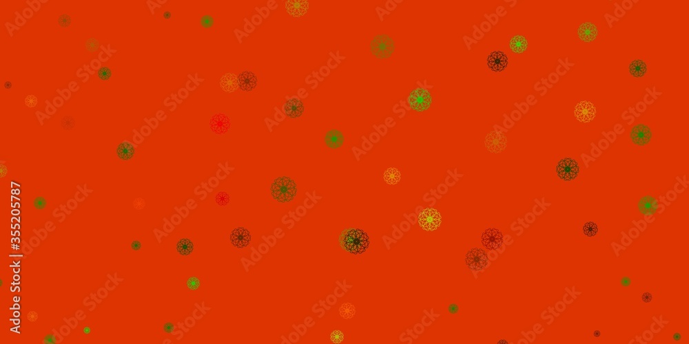 Light Green, Yellow vector doodle template with flowers. Light Green, Yellow vector doodle template with flowers.