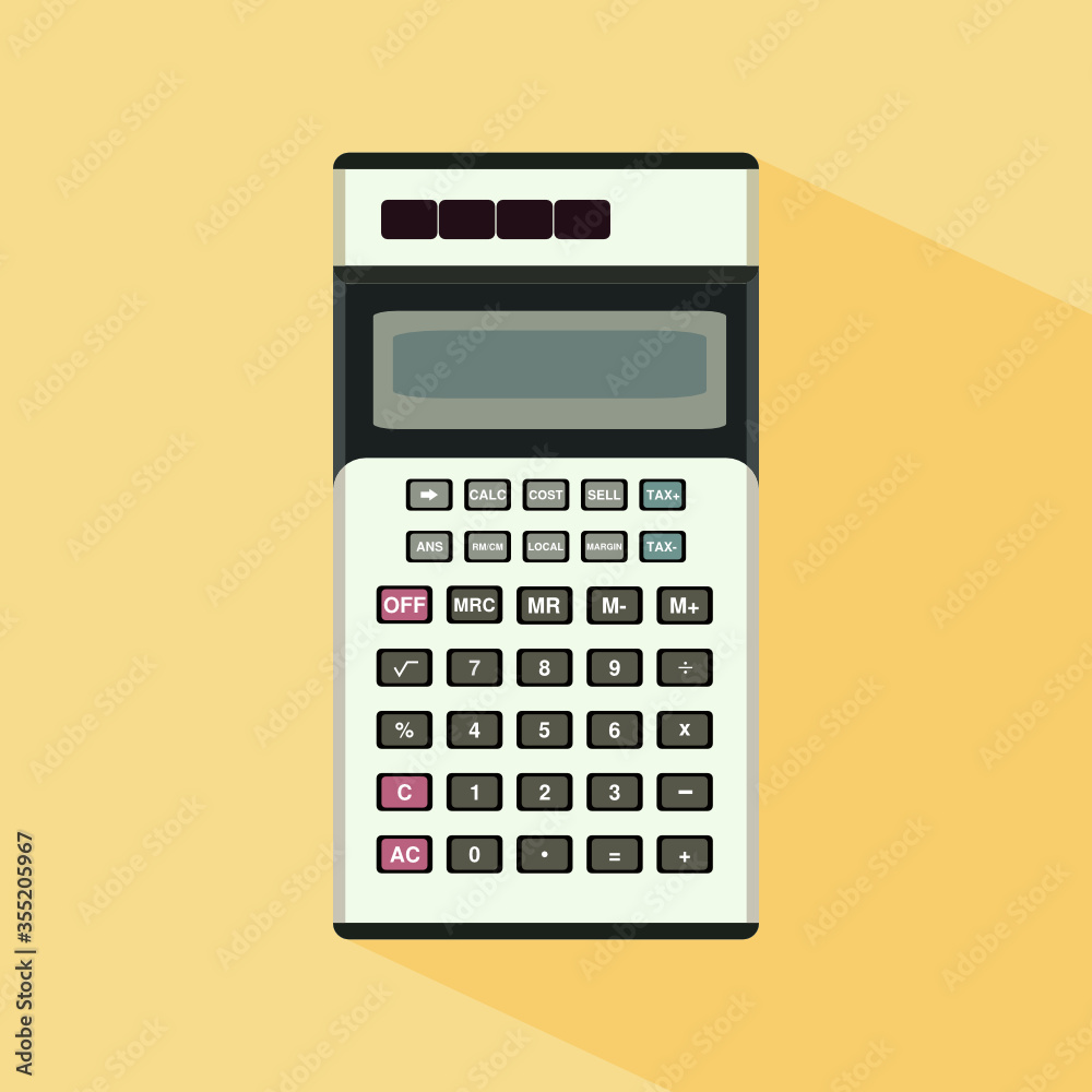 Calculator Flat Design Vector Illustration With Long Shadow. Calculator Flat Design Vector Illustration With Long Shadow.