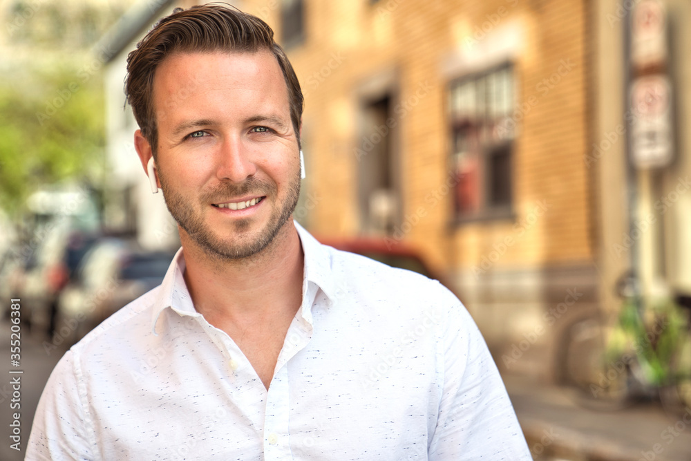Portrait of an handsome man on the urban background Portrait of an handsome man on the urban background