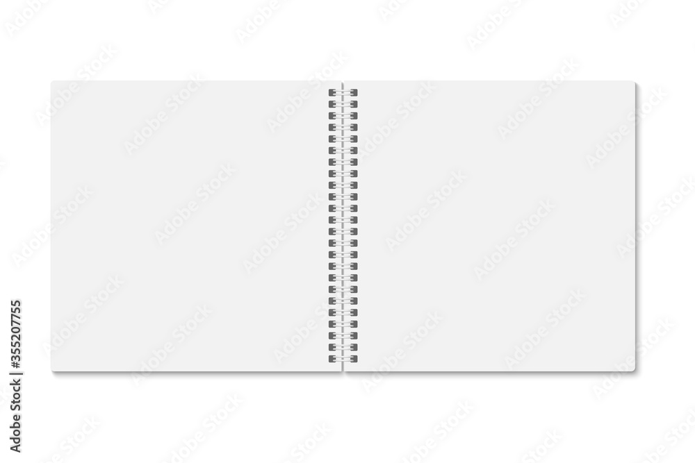 Blank white notebook opened, above view. Vector mock up ESP 10. Vertical blank spiral copybook, diary or organizer with shadow on white.
Blank white notebook opened, above view. Vector mock up ESP 10. Vertical blank spiral copybook, diary or organizer with shadow on white.