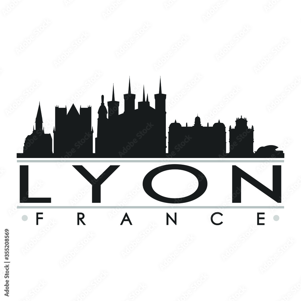 Fototapeta premium Lyon Skyline Silhouette Design City Vector Art