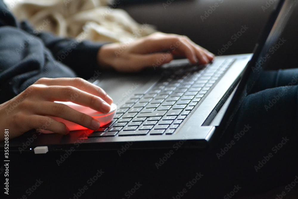 Working with the laptop at sofa. Working with the laptop at sofa.