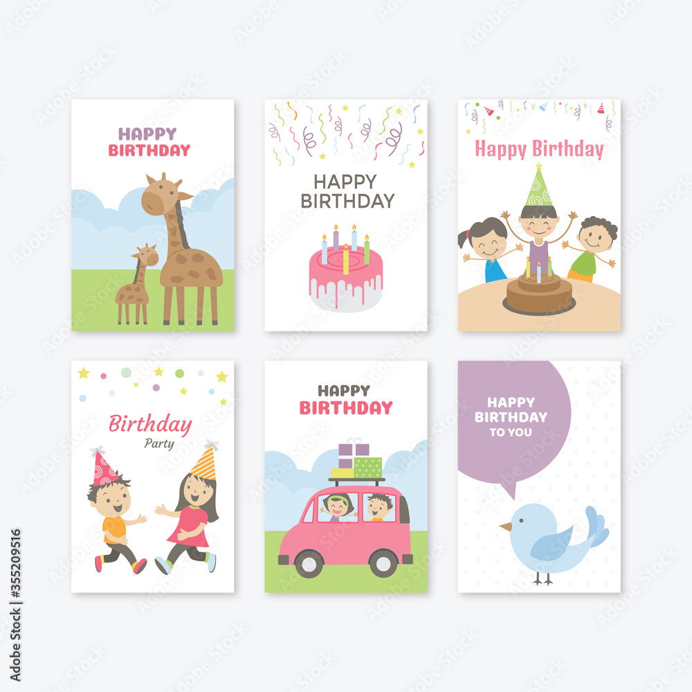 Birthday Party Cards Icons 