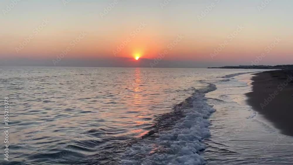 Shots of the sunset on the seashore. Video recording on the Mediterranean in Turkey. Shots of the sunset on the seashore. Video recording on the Mediterranean in Turkey.