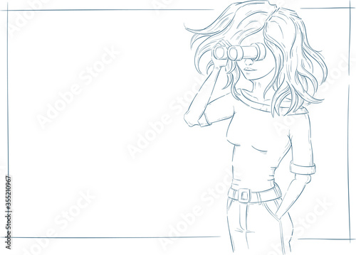 female sailor with binoculars